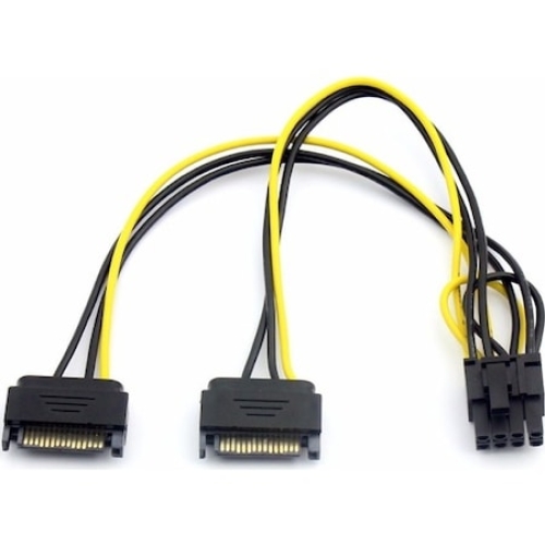 2x SATA to 8 PİN (6+2) PCI-E Express Güç Kablosu 4327a Molex Powe