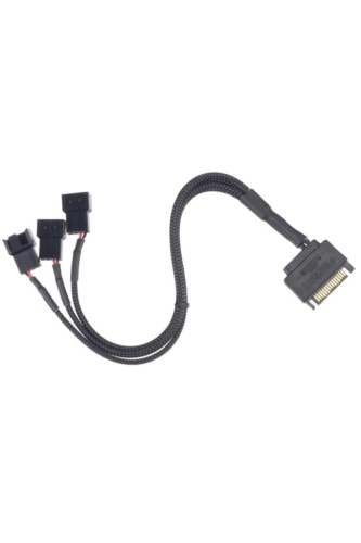 Alfais 4597 Sata Power To Fan Çevirici 3 Port Y Pin PWM Çoklayıcı Splitter Fan Kablosu