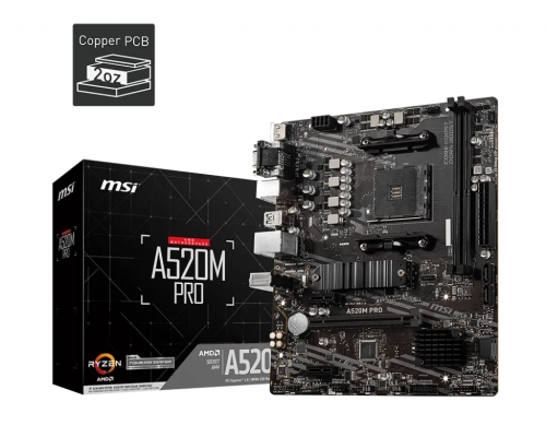 MSI A520M PRO DDR4 4600/1866Mhz M.2 MATX AM4