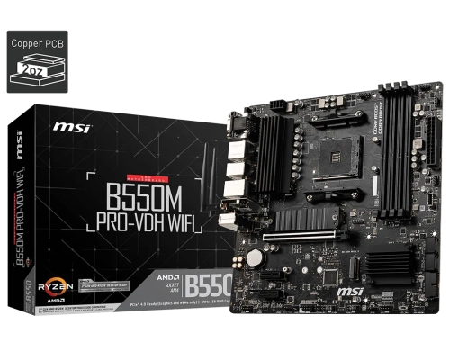 MSI B550M PRO-VDH WIFI DDR4 4400(OC) HDMI MATX AM4
