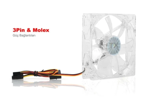 NETCAM EZPF-12025 Mavi LED 3pin 12cm Kasa Fanı