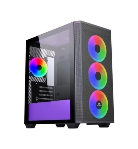 POWER BOOST PB-P2252BP USB 3.0 MESH RING ARGB FAN MIDTOWER ATX SİYAH-MOR KASA (PSU YOK)