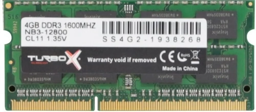 TURBOX RACE LAP S 4GB DDR3 1600MHZ 1.35V NOTEBOOK RAM